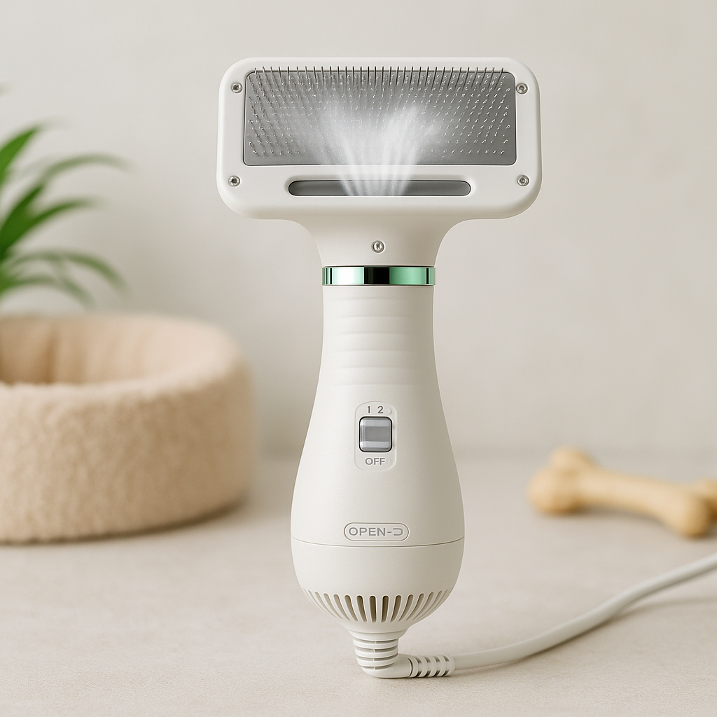 2-i-1 borste med torkfunktion för husdjur