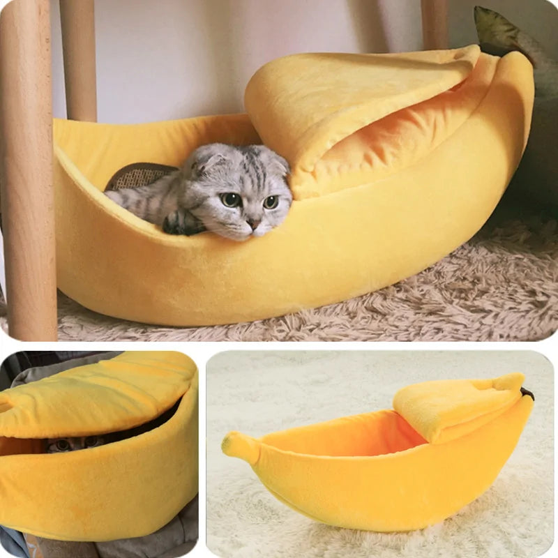 Cama para mascotas en forma de plátano – Divertida casa para perros y gatos